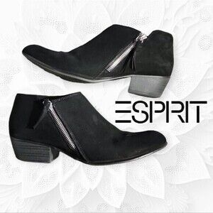 Esprit‎ Troy Ankle Boots Womens Block Heel Side Zip Black 8.5M